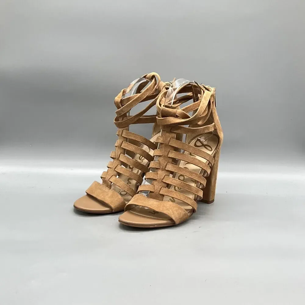 Sam Edelman Sandals Womens 8 Brown Suede Strappy Block Heel Yarina Shoes